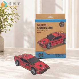 木製拼圖-紅色跑車