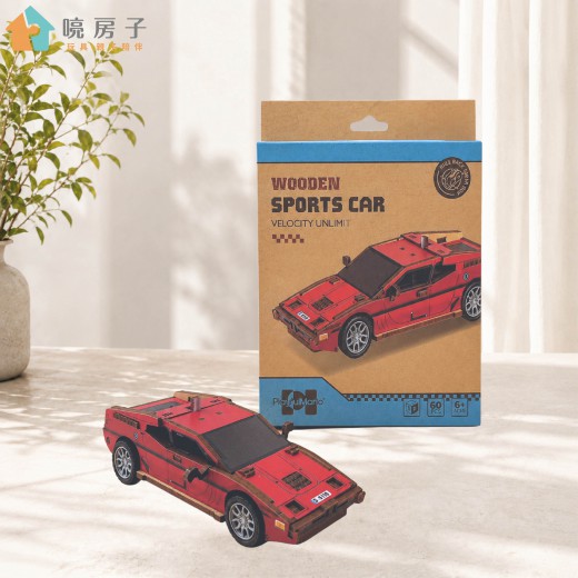 木製拼圖-紅色跑車 木製拼圖-紅色跑車